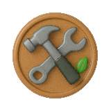 Icon in Ecofarben mit Hammer und Schraubenzieher