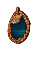 Achat-Anhänger mit einzigartigem Farbspiel in Blau Kupfergerahmt