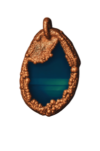 Achat-Anhänger mit einzigartigem Farbspiel in Blau Kupfergerahmt