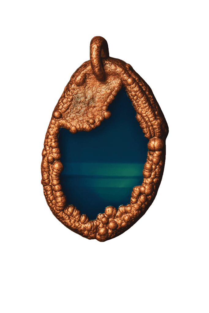 Achat Anhänger Kupfergerahmt- Blau