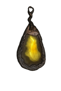 Achat Anhänger - Kupfergerahmt, Gelb - Gelb Carpe Noctem Crafts