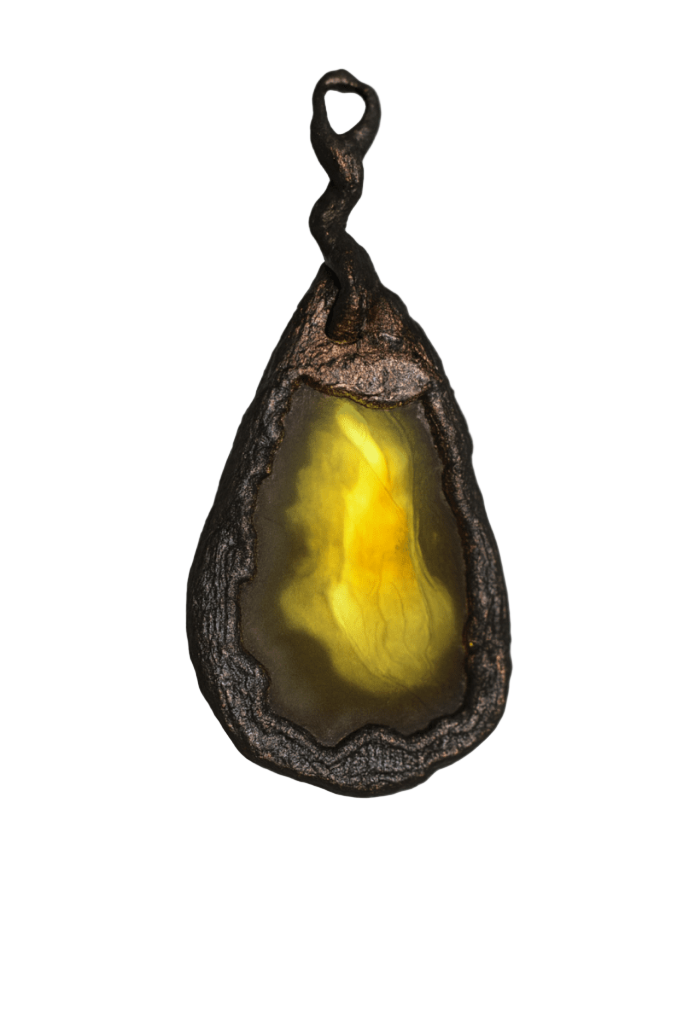 Achat Anhänger - Kupfergerahmt, Gelb