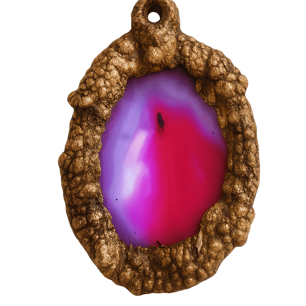 Achat Anhänger Kupfergerahmt -  Magenta
