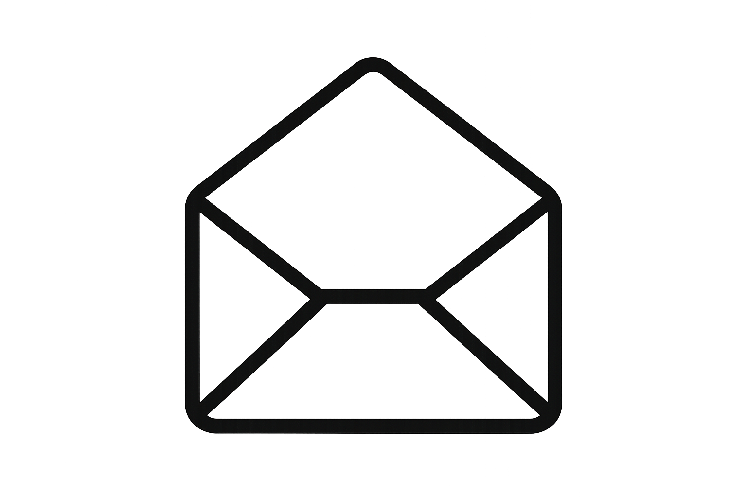 icon eines offenen Briefumschlags in schwarz transparent