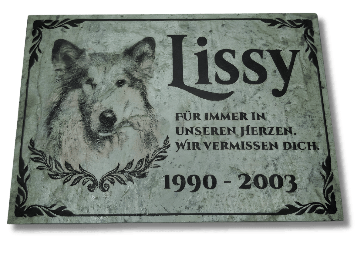 Personalisierte Gedenktafel aus grünem Eifel Schiefer